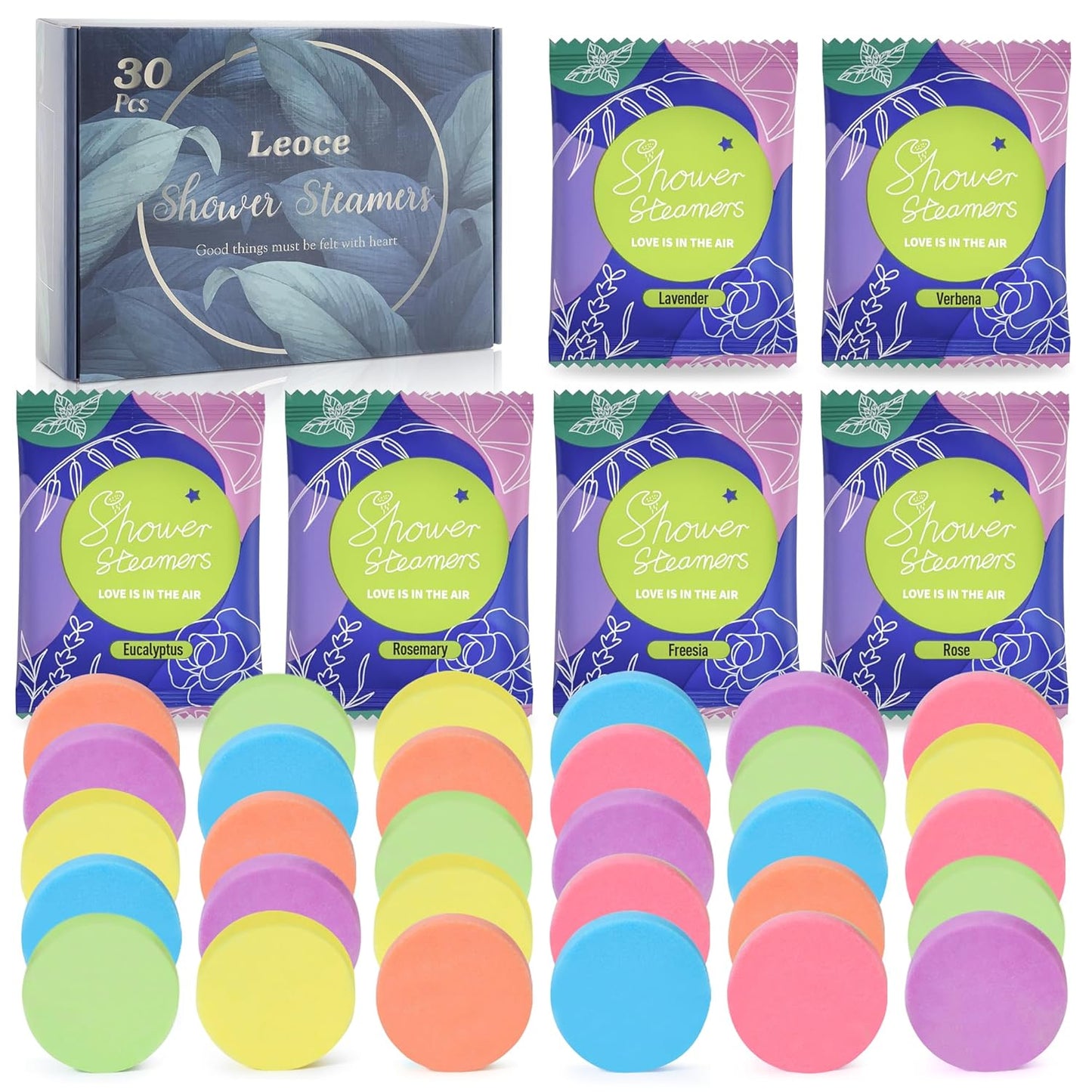 Shower Steamers Aromatherapy, 30PCS Natural Organic Shower Bombs with Essential Oils for Home Spa, Birthday Christmas Gift Basket for Women/Men