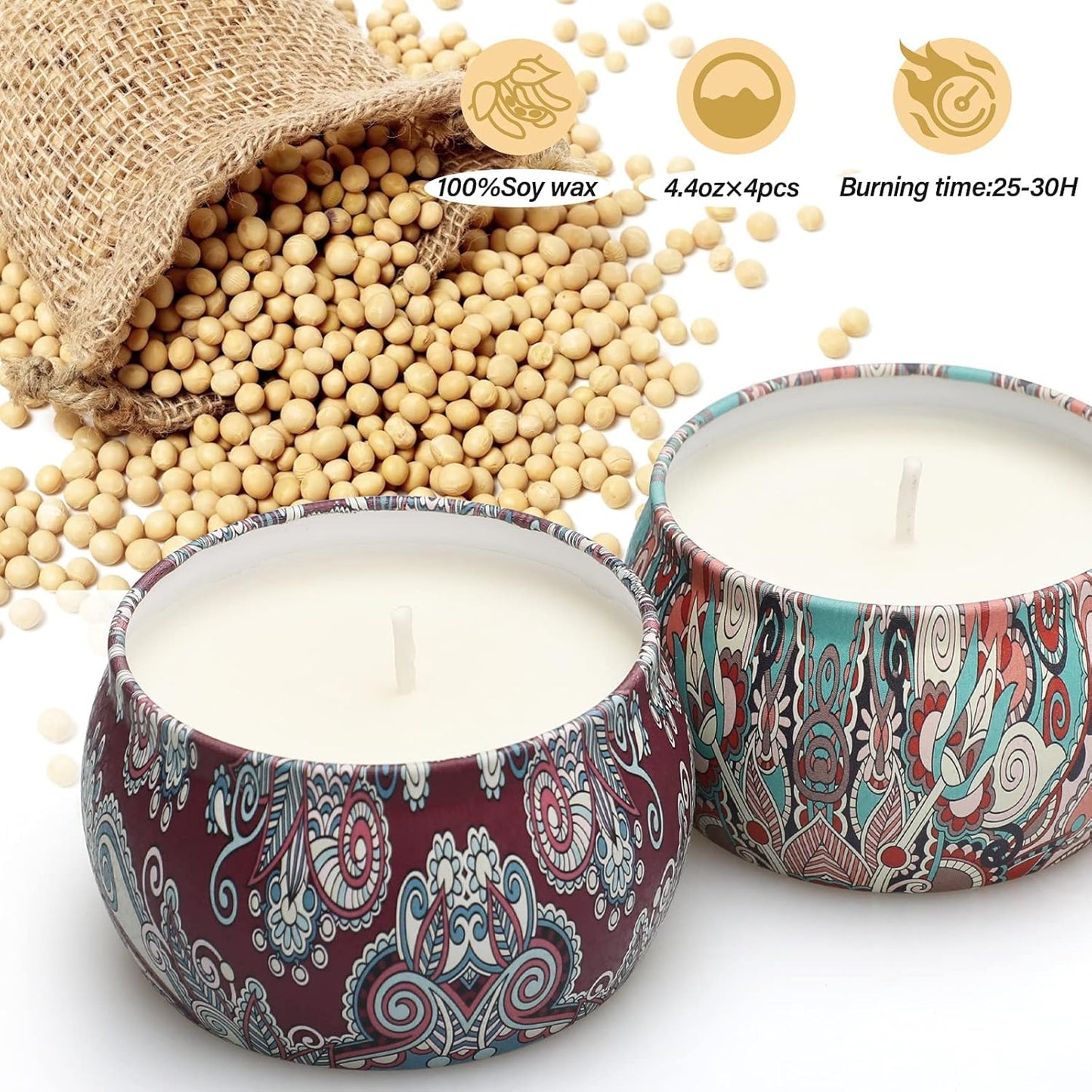Scented Candle Gifts for Women, 4.4Oz Aromatherapy Candles for Home Scented, Soy Candles Set, Lavender Candle Gifts for Mom, Christmas, Birthday, Mother'S Day, Valentine'S Day, Pack of 4