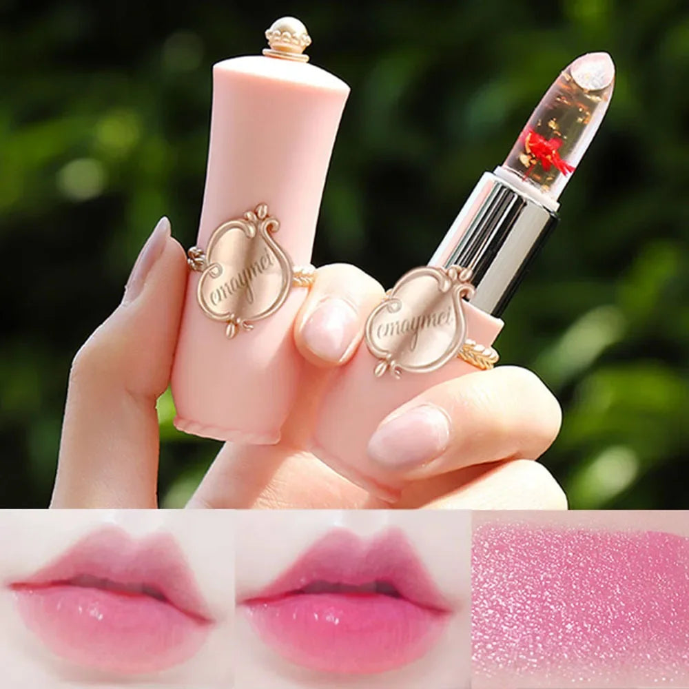 6-Piece Flower Jelly Lip Balm Gift Set – Color-Changing, Moisturizing, Crystal Clear Finish