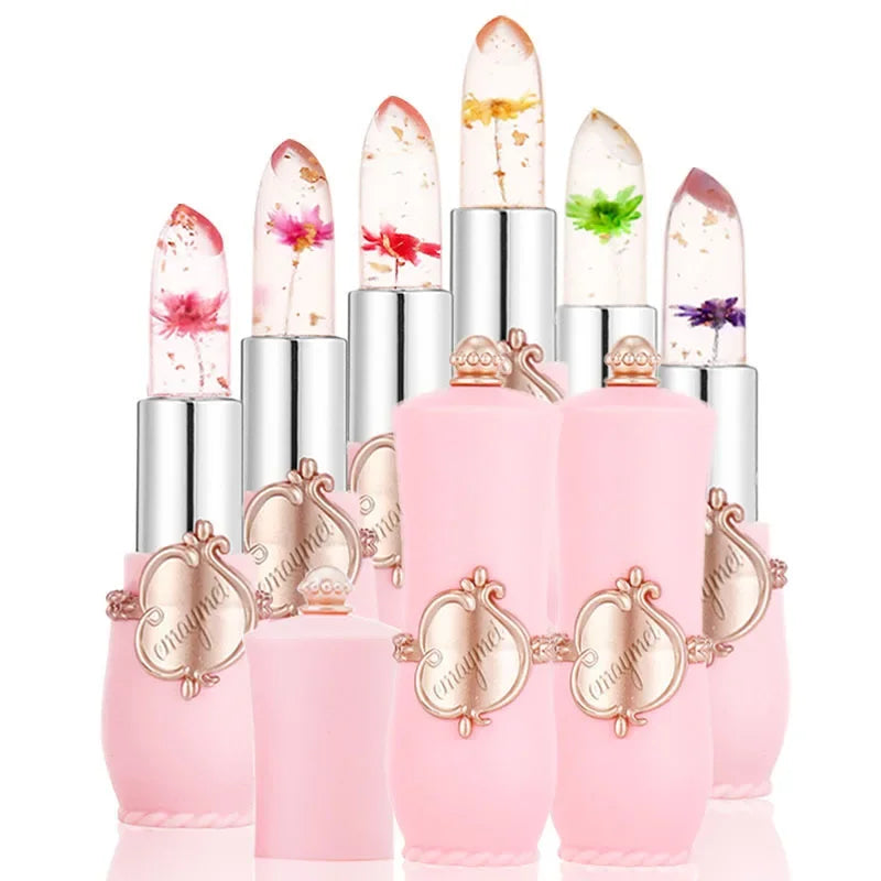 6-Piece Flower Jelly Lip Balm Gift Set – Color-Changing, Moisturizing, Crystal Clear Finish