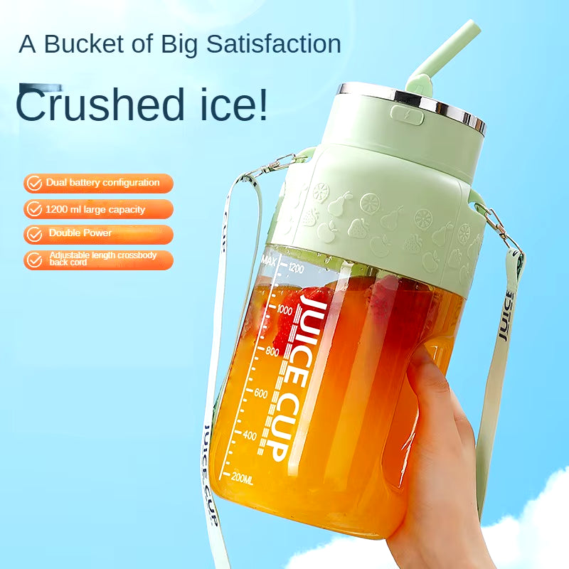 1200Ml Electric Fruit Juicer 14 Blade Portable Home USB Rechargeable Sports Bottle Juicing Cup Mixer for Shakes and Smoothies