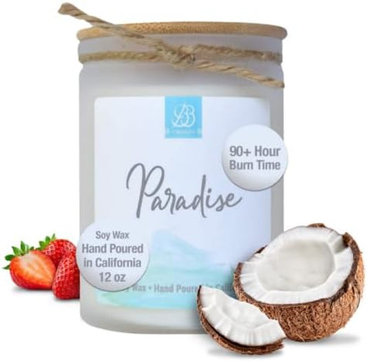 Coastal Essentials Natural Soy Hand Poured Artisan Candle, Paradise Scent, 12Oz, 90+ Hours Burn Time