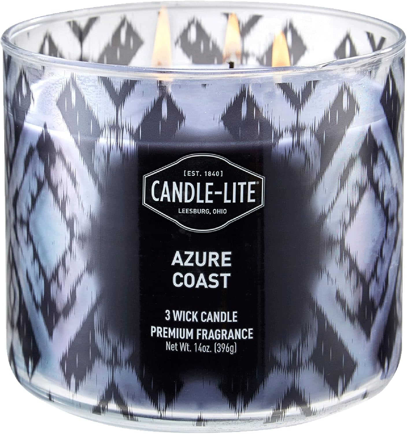 Premium Azure Coast Scent, 14 Oz. 3-Wick Aromatherapy Candle with up to 45 Hours of Burn Time, Blue