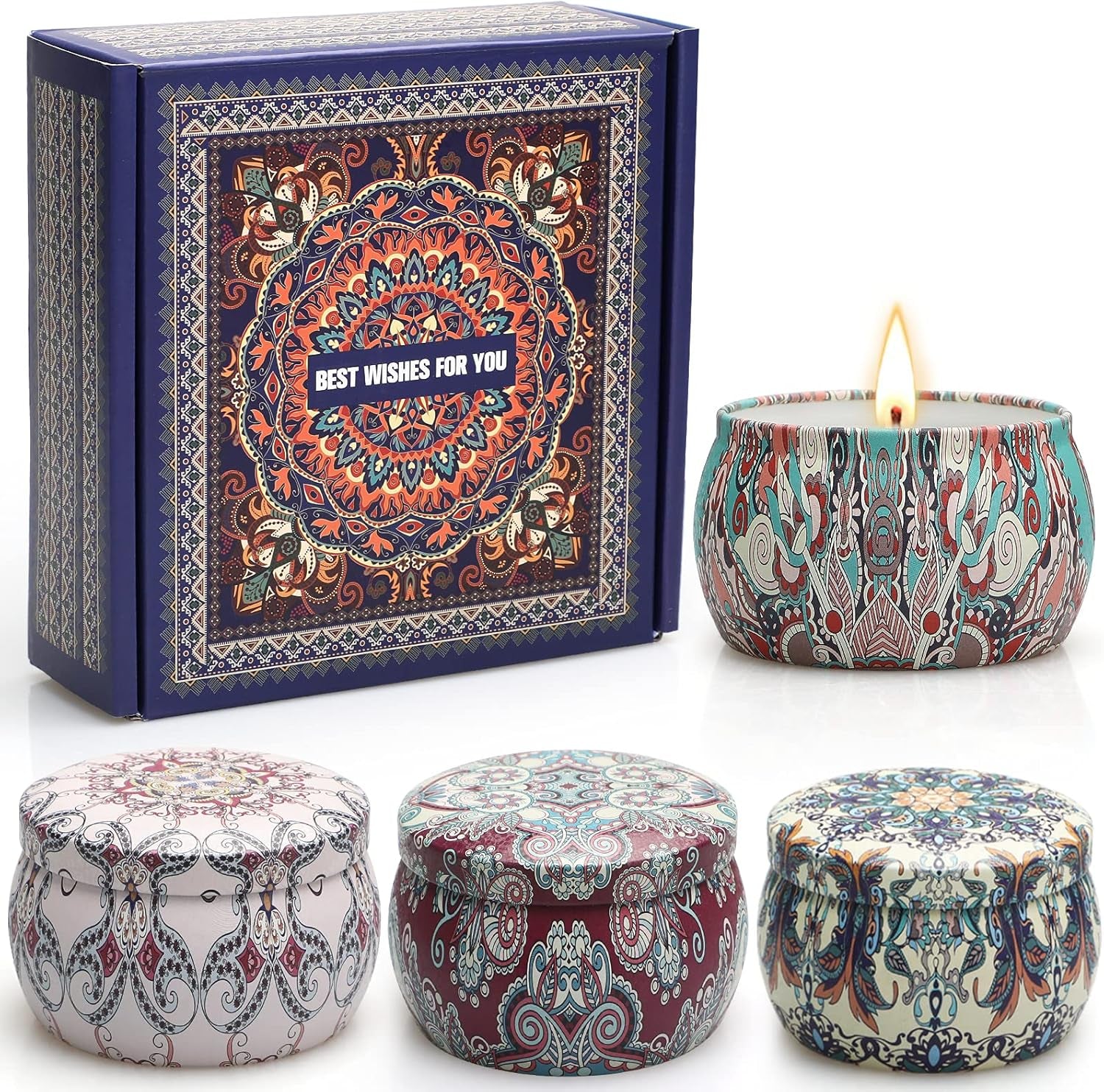Scented Candle Gifts for Women, 4.4Oz Aromatherapy Candles for Home Scented, Soy Candles Set, Lavender Candle Gifts for Mom, Christmas, Birthday, Mother'S Day, Valentine'S Day, Pack of 4