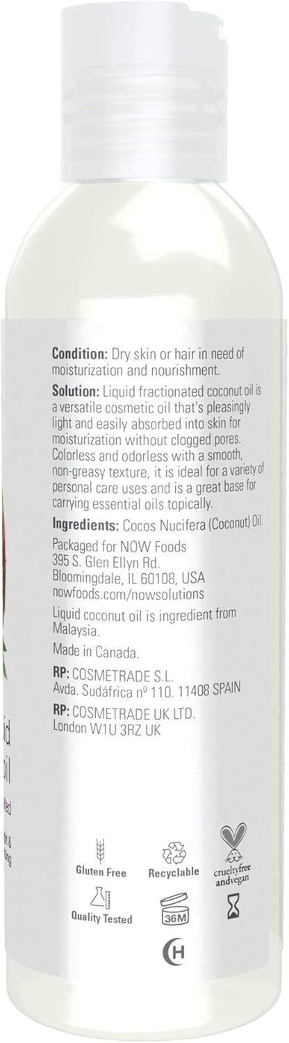 Solutions, Liquid Coconut Oil, Light and Nourishing, Promotes Healthy-Looking Skin and Hair, 4-Ounce